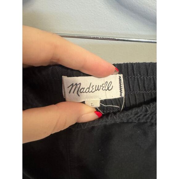 Madewell Elastic Waist Side Tie Shorts Pull On High Waisted In Black Size Large - Picture 8 of 11